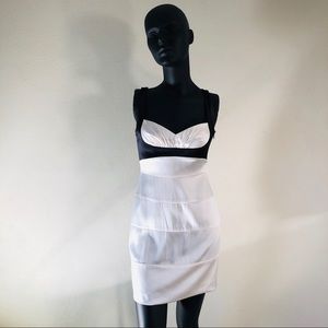 BCBG MaxAzria Silk Black & White “Tuxedo” Dress -0